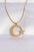 316L Çelik Zincir Gold Renk Ay Yıldız Unisex Kolye