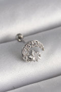 316L Çelik Gümüş Renk Zirkon Taşlı Ay Yıldız Tragus Piercing