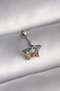 316L Çelik Gümüş Renk Renkli Zirkon Taşlı Yıldız Model Tragus Piercing