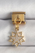 316L Çelik Gold Renk Sallantı Zirkon Taşlı Yıldız Model Nomination Charm