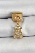 316L Çelik Sallantılı Zirkon Taşlı Ayıcık Model Gold Renk Nomination Charm