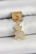 316L Çelik Sallantılı Zirkon Taşlı Ayıcık Model Gold Renk Nomination Charm