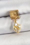 316L Çelik Sallantılı Zirkon Taşlı Deniz Kabuğu Ve Yıldız Model Gold Renk Nomination Charm