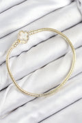 Pirinç Charm Zirkon Taşlı Yonca Model Gold Renk Kadın Bileklik