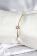 Pembe Zirkon Taşlı Kalp Model Gold Renk Kadın Bileklik