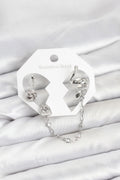 Pirinç Gümüş Renk Yılan Model Zincir Bağlantılı Ear Cuff Küpe Seti