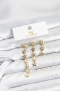 Pirinç Gold Renk Yıldız Model YSX Trio Küpe Seti