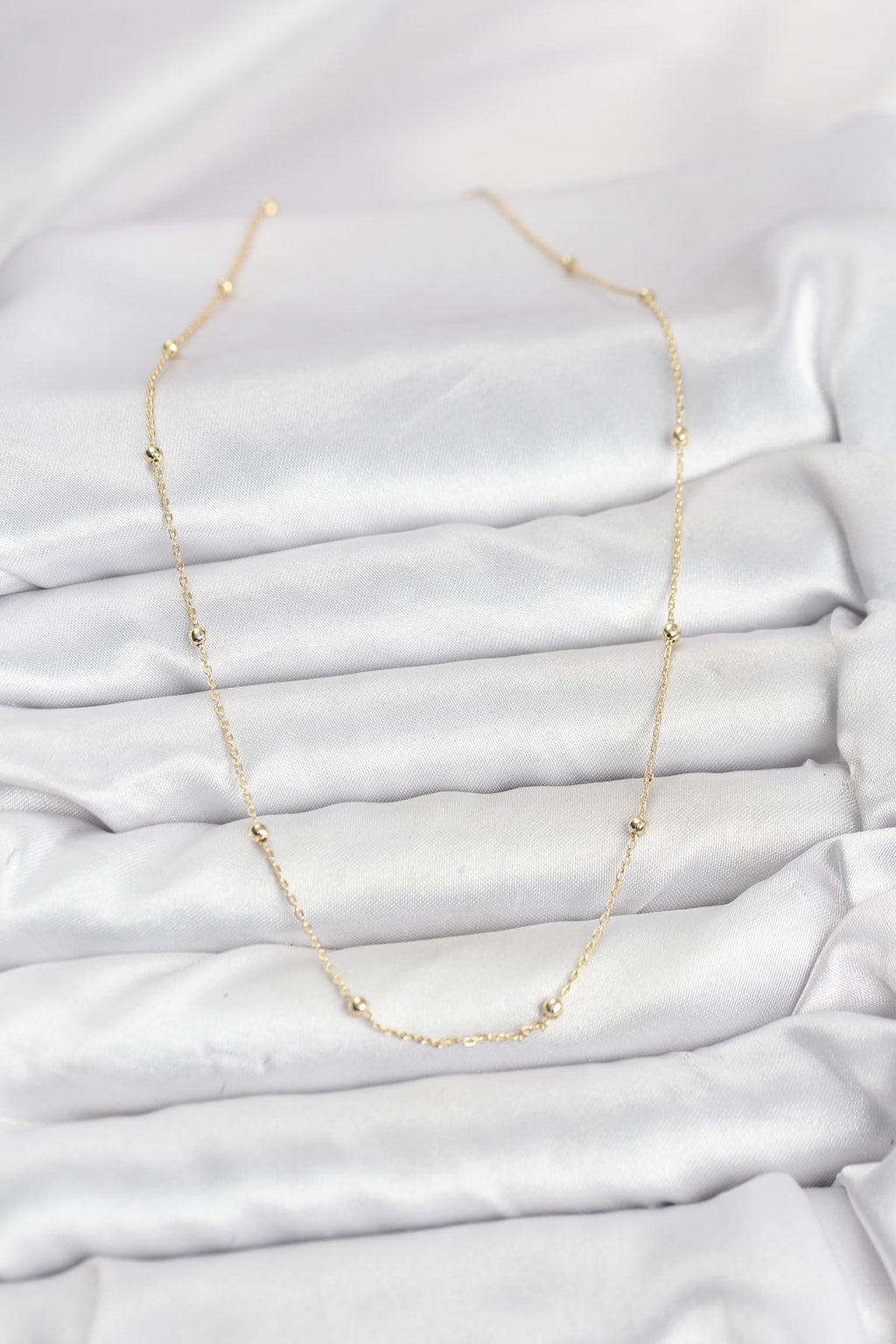 CM 14K Gold Renk Minik Top Zincirli Kadın Kolye