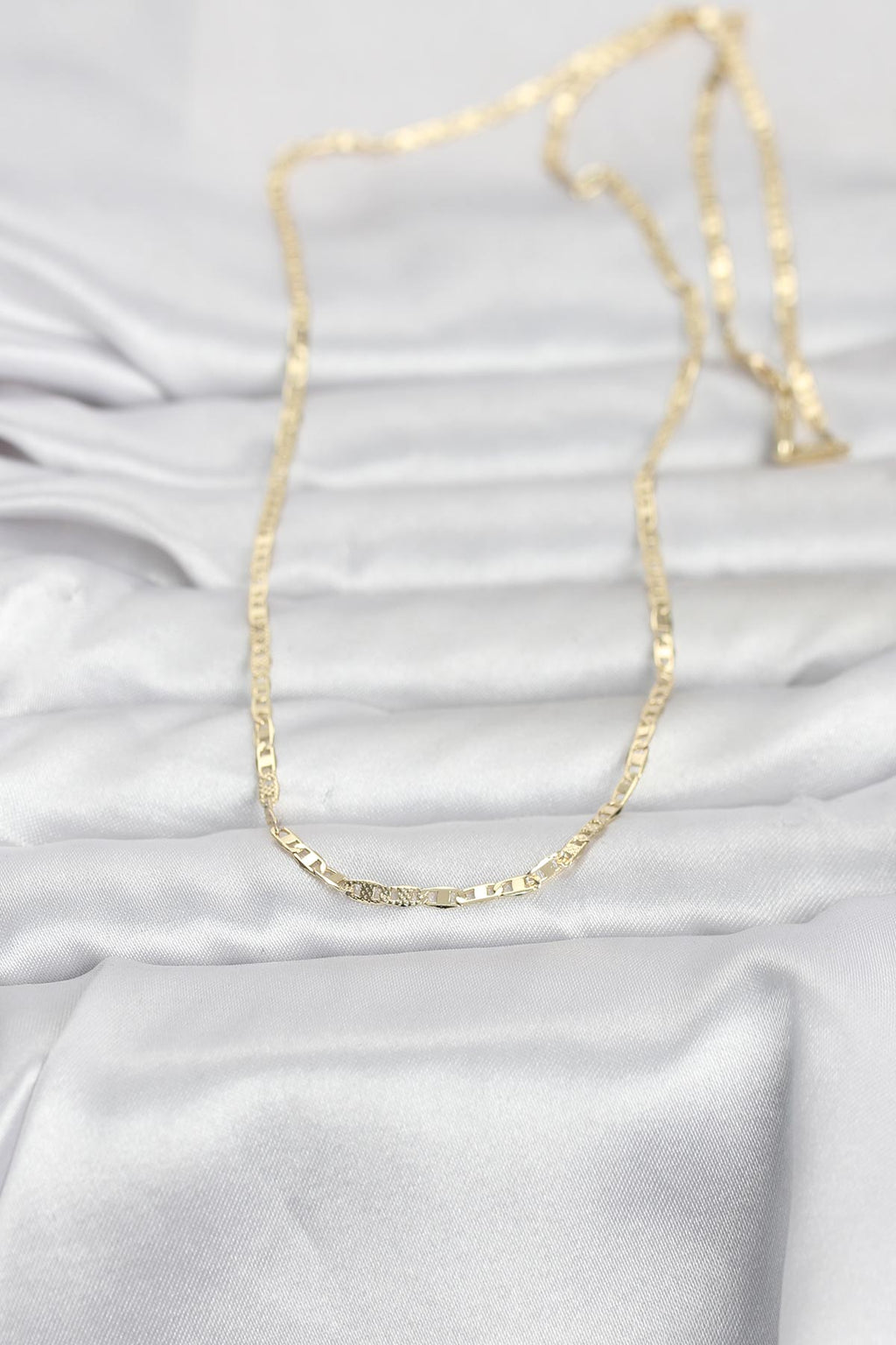 CM 14K Gold Renk Lazerli Yassı Model Zincirli 60 cm Kadın Kolye
