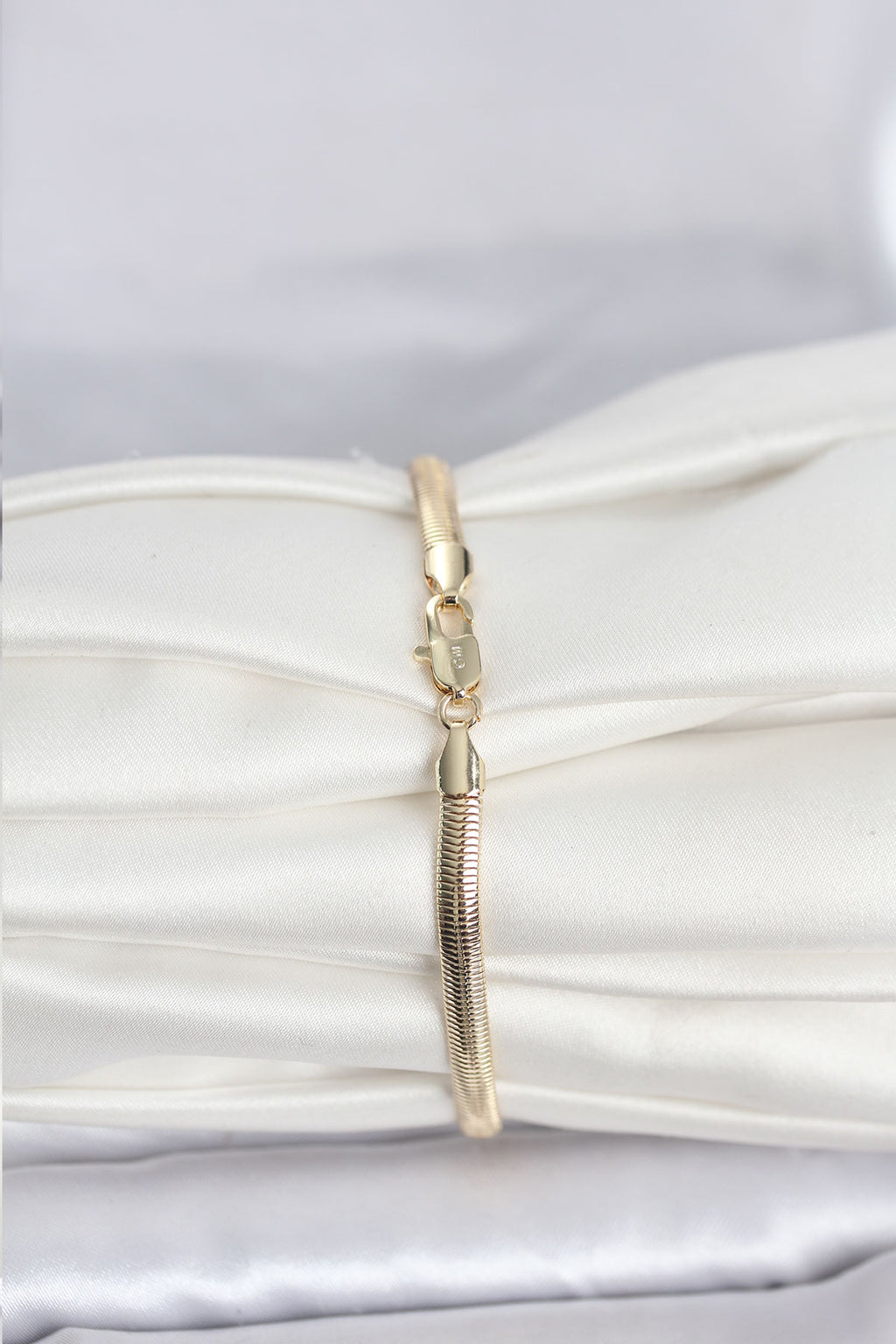 CM 14K Gold Renk Yassı Yılan Zincir Model Kadın Bileklik