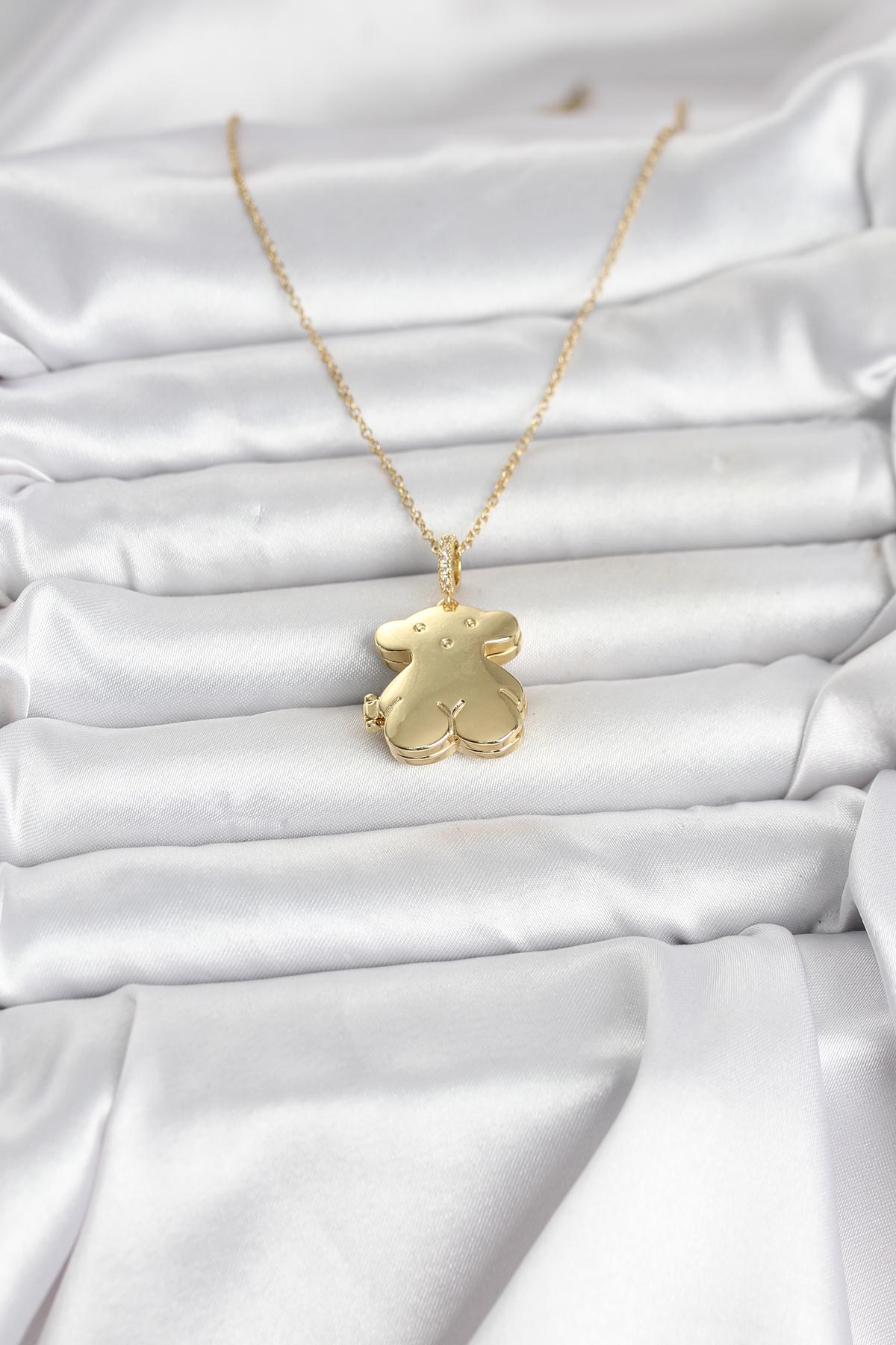 316L Çelik Zincir Gold Renk Ayıcık Model Açılabilir Kadın Kolye