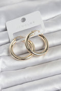 Gold Renk Pirinç Halka 30 mm Kadın Küpe