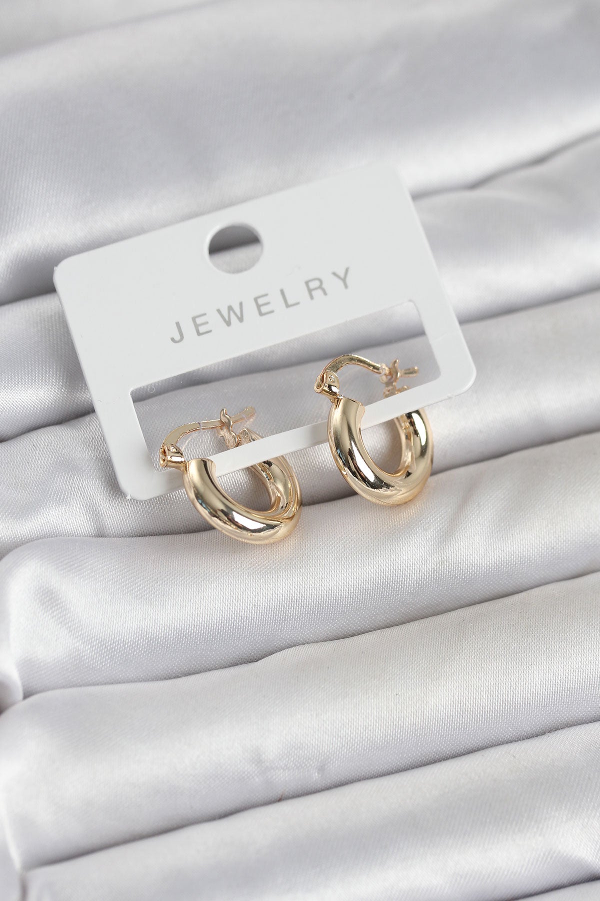 Gold Renk Pirinç Halka 15 mm Kadın Küpe