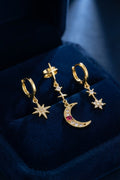 Gold Renk 3 lü Ay ve Yıldız Model Küpe